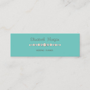 Carte De Visite Mini Luxe Élégant, Diamants, Perles Vert Menthe