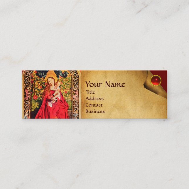 Carte De Visite Mini MADONNA DU PARCHEMENT ROSE BOWER, Ruby Rouge Gem (Devant)