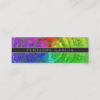 Carte De Visite Mini Mandala de fleur d'arc-en-ciel