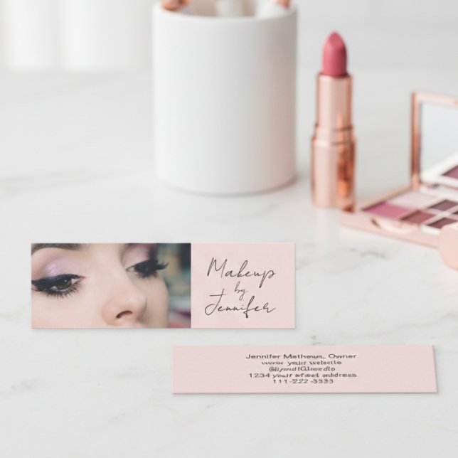 Carte De Visite Mini Maquillage photo en noir rose (Créateur téléchargé)