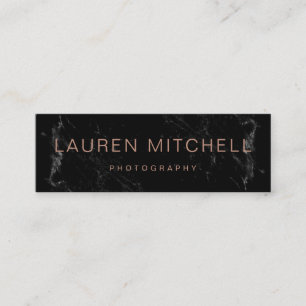 Carte De Visite Mini Marbre   noir chic minimaliste