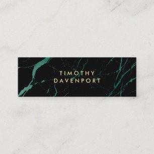 Carte De Visite Mini Marbre noir et vert avec Faux Gold Text Mini