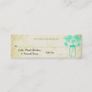 Carte De Visite Mini Mariage coloré Zinnia Mason Jar Wild Flower Menu