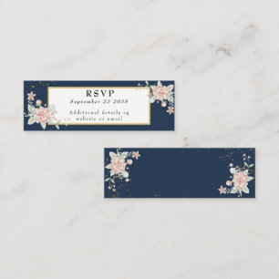Carte De Visite Mini Mariage rose bleu bleu marine RSVP
