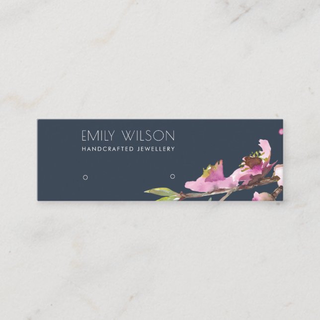 CARTE DE VISITE MINI MARINE CHERRY BLOSSOM STUD EARRY AFFICHER LOGO (Devant)