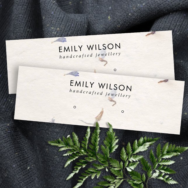 CARTE DE VISITE MINI MAUVE PETAL HANDMADE PAPIER STUD EARRÊT AFFICHAGE (Créateur téléchargé)