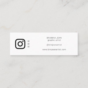 Carte De Visite Mini Médias sociaux et site web minimaliste Simple Whit