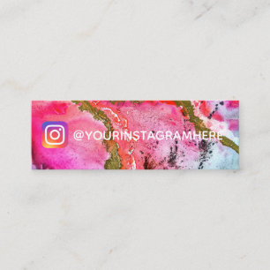 Carte De Visite Mini Médias sociaux Instagram d'or de peinture rose