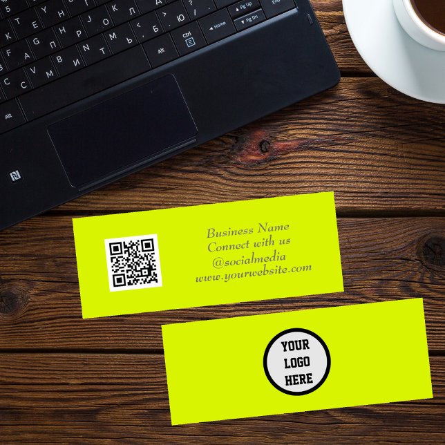 Carte De Visite Mini Médias sociaux QR Code scanner Fluorescent Jaune (Créateur téléchargé)