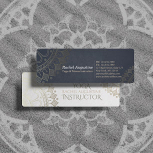 Carte De Visite Mini Méditation Yoga Instructeur Gold Mandala Marine Bl