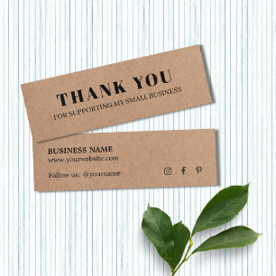 Carte De Visite Mini Merci blanc en carton d'élégance minimale