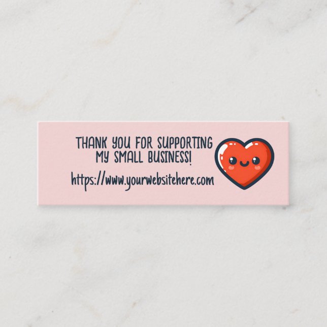 Carte De Visite Mini Merci Coeur Pour Aider Ma Petite Entreprise (Devant)