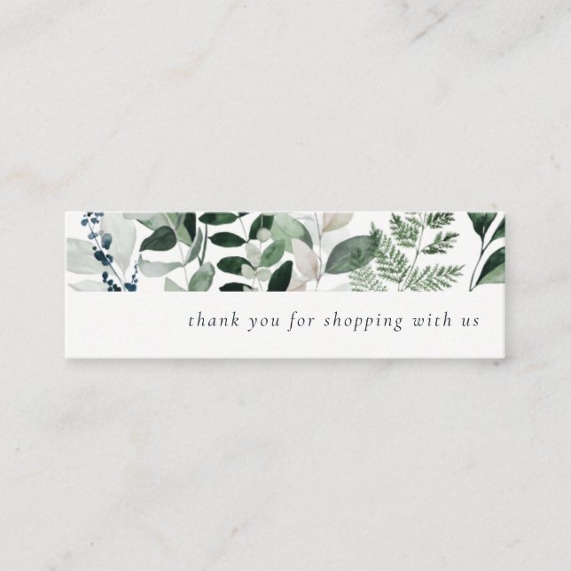 Carte De Visite Mini Merci De Foliage Tropical Feuillu Vert À Commande (Devant)