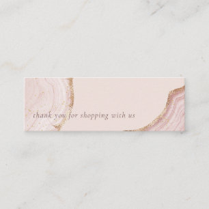 Carte De Visite Mini Merci en marbre  Pastel Soft Blush Rose Gold Agate