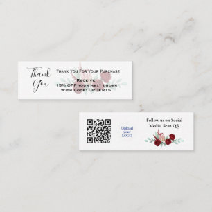 Carte De Visite Mini Merci Floral Code remise QR Insérer