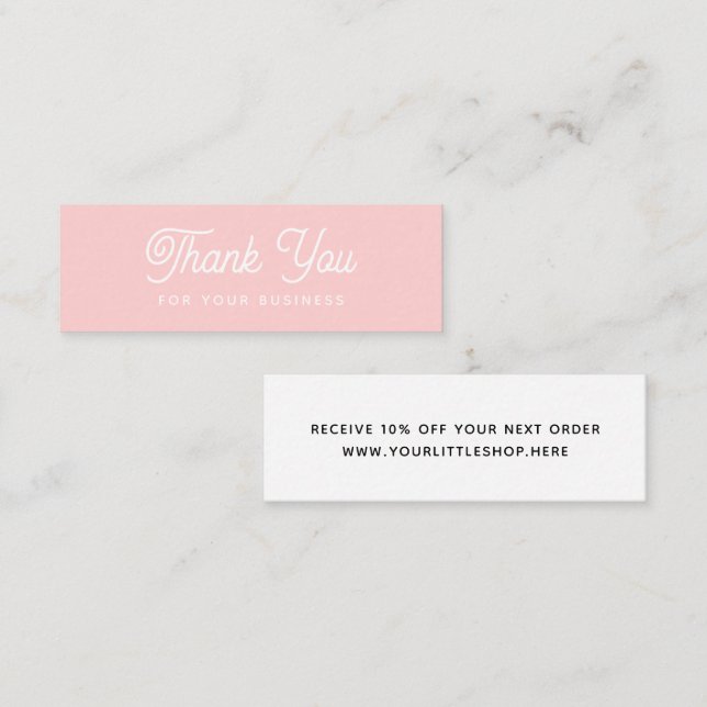 Carte De Visite Mini Merci Pour Votre Entreprise Moderne Rose Remise (Devant / Derrière)