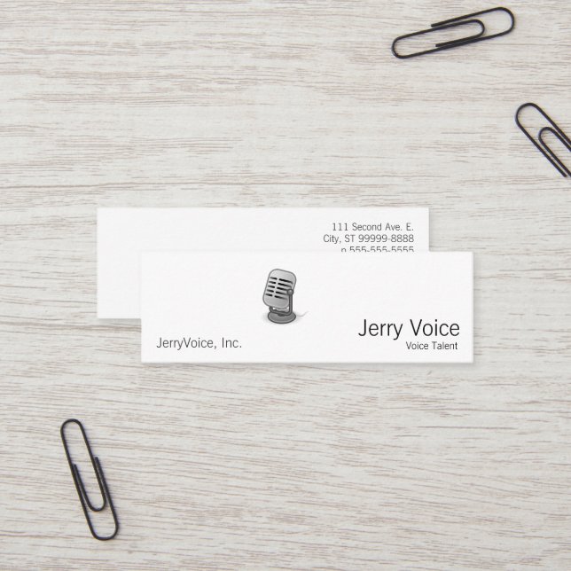 Carte De Visite Mini Microphone (Devant/Arrière en situation)
