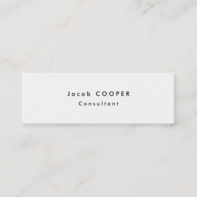 Carte De Visite Mini Mince mince Simple Simple Plat Moderne Blanc Profe (Devant)