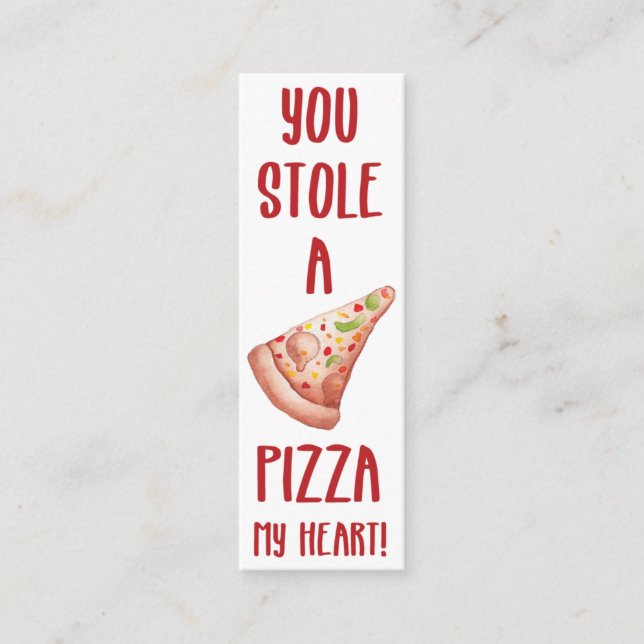 Carte De Visite Mini Mini-Signet à la pizza de Valentine (Devant)