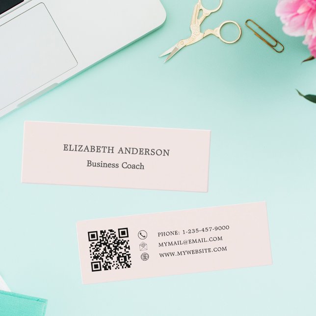 Carte De Visite Mini Minimalist Blush Pink QR code (Créateur téléchargé)