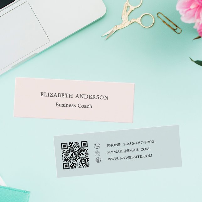 Carte De Visite Mini Minimalist Blush Pink Seafoam Muted Sage (Créateur téléchargé)