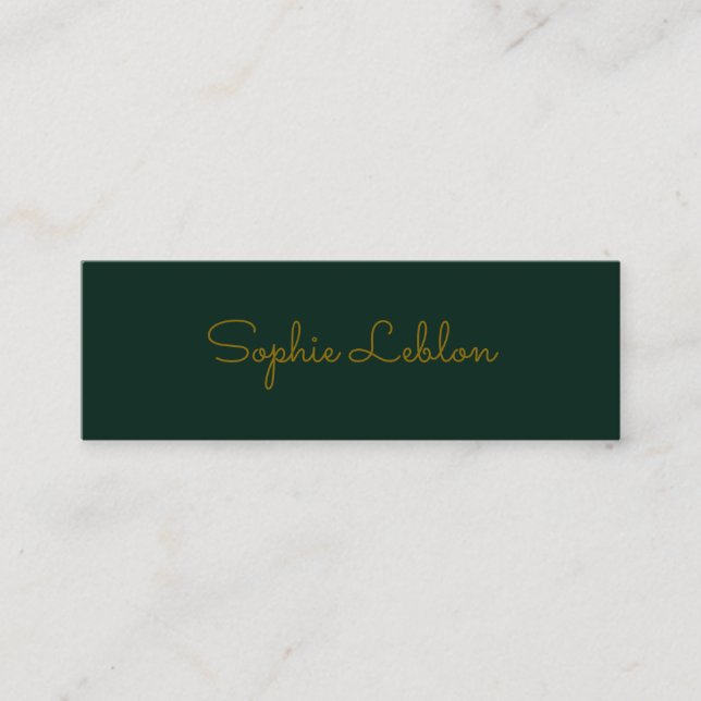 Carte De Visite Mini Minimalist elegant simple dark-green (Devant)