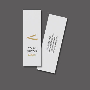 Carte De Visite Mini Minimaliste Élégant Gris Faux Or Barber