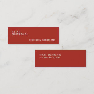 Carte De Visite Mini Minimaliste mince simple brique rouge