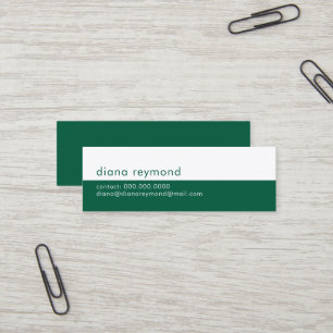 Carte De Visite Mini Minimaliste Moderne Chasseur-Vert et Blanc