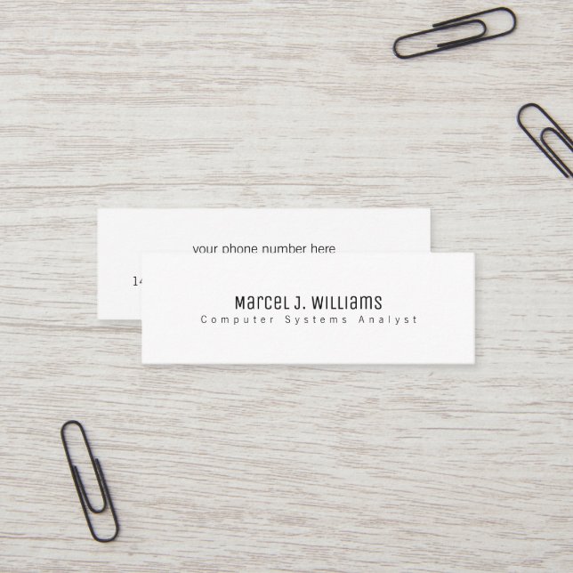 Carte De Visite Mini Minimaliste Moderne professionnel simple blanc (Devant/Arrière en situation)