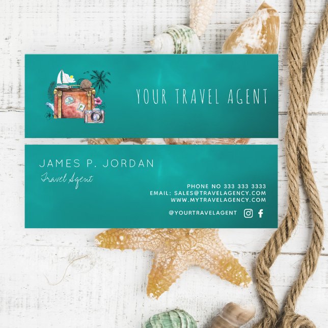 Carte De Visite Mini Modèle du logo de l'agent de voyage (Créateur téléchargé)