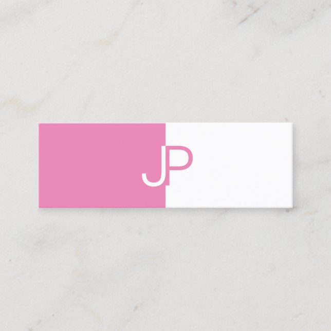 Carte De Visite Mini Modèle monogramme rose élégant tendance (Devant)
