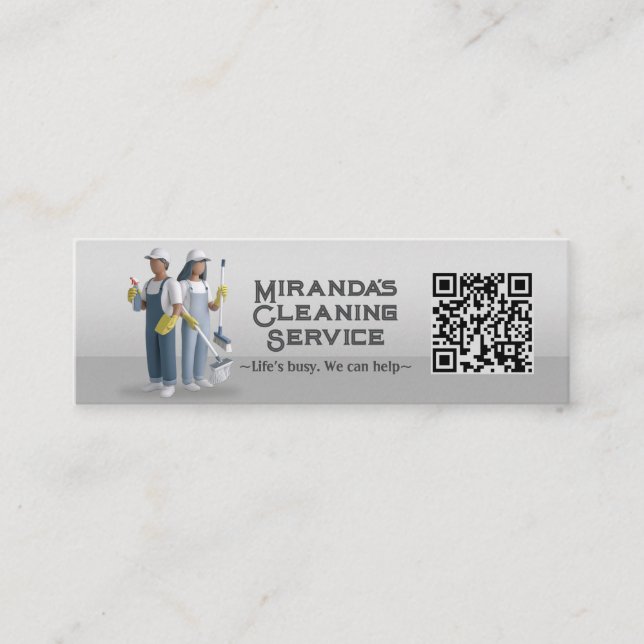 Carte De Visite Mini Modern House Cleaning Maid Service Housekeeping (Devant)