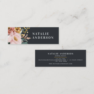 Carte De Visite Mini Moderne aquarelle fleurie et feuillage élégant