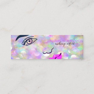 Carte De Visite Mini Moderne Chic Bokeh, Fille Face, Maquillage