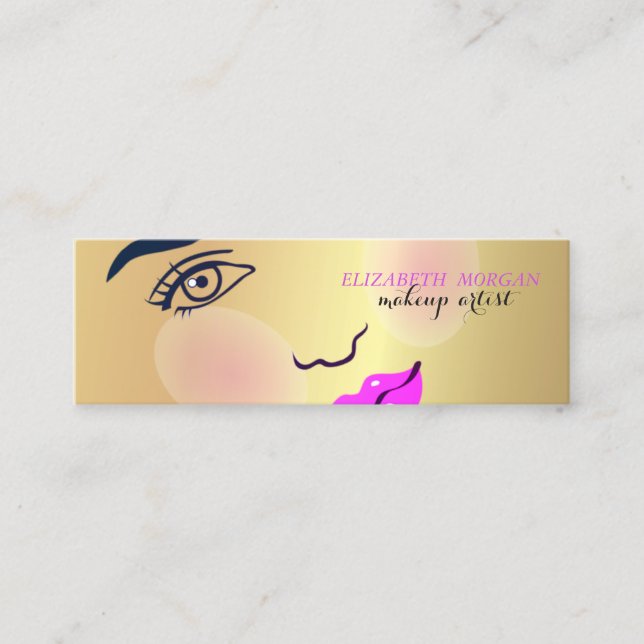 Carte De Visite Mini Moderne Chic Gold, Fille Face, Maquilleur (Devant)