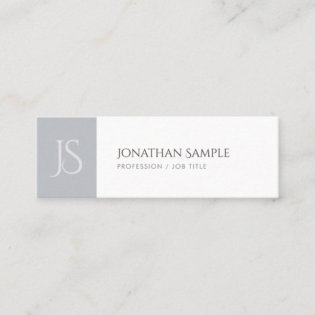 Carte De Visite Mini Moderne élégant chic monogramme tendance Plain (Devant)