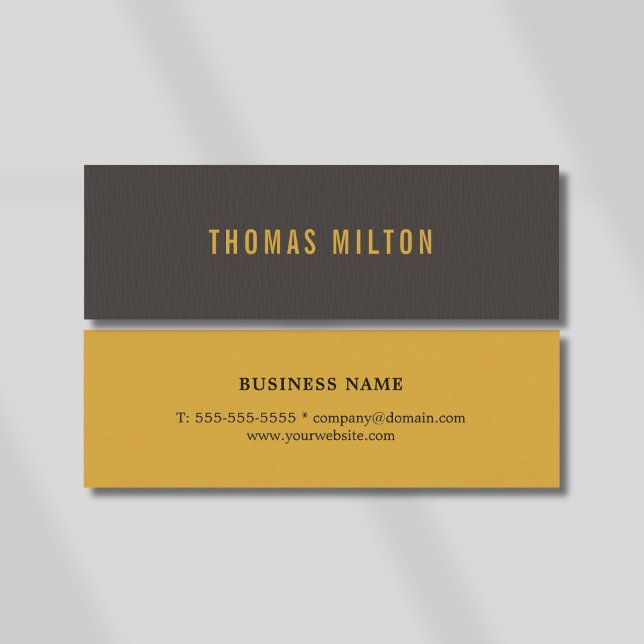 Carte De Visite Mini Moderne Elegant Grey Jaune Consultant Réseau (Créateur téléchargé)