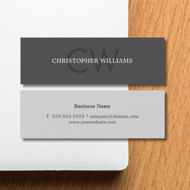 Carte De Visite Mini Moderne Elégant Masculine Texture Grey Consultant (Créateur téléchargé)