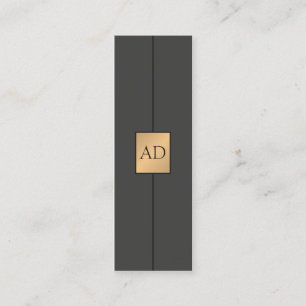 Carte De Visite Mini Moderne Elégant Monogramme Gris Faux Gold Consulta