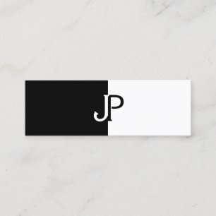 Carte De Visite Mini Moderne Elégant Noir Blanc Design Monogramme