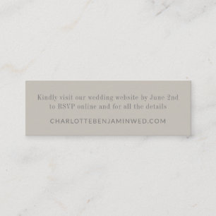 Carte De Visite Mini Moderne Elegant Taupe RSVP site en ligne Mini cart