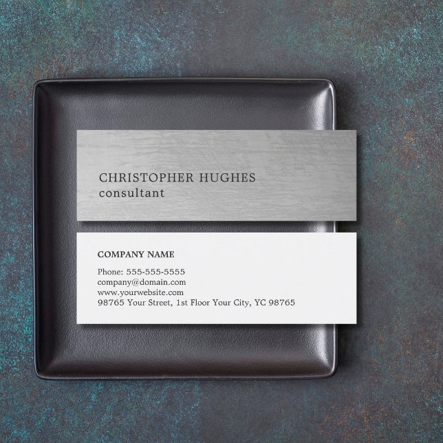 Carte De Visite Mini Moderne Elegant Texture Grey Consultant (Créateur téléchargé)