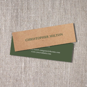 Carte De Visite Mini Moderne Elégant Vert Faux Kraft Consultant en Papi