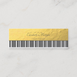 Carte De Visite Mini Moderne, Or, Touches de Piano, Professeur de Musiq