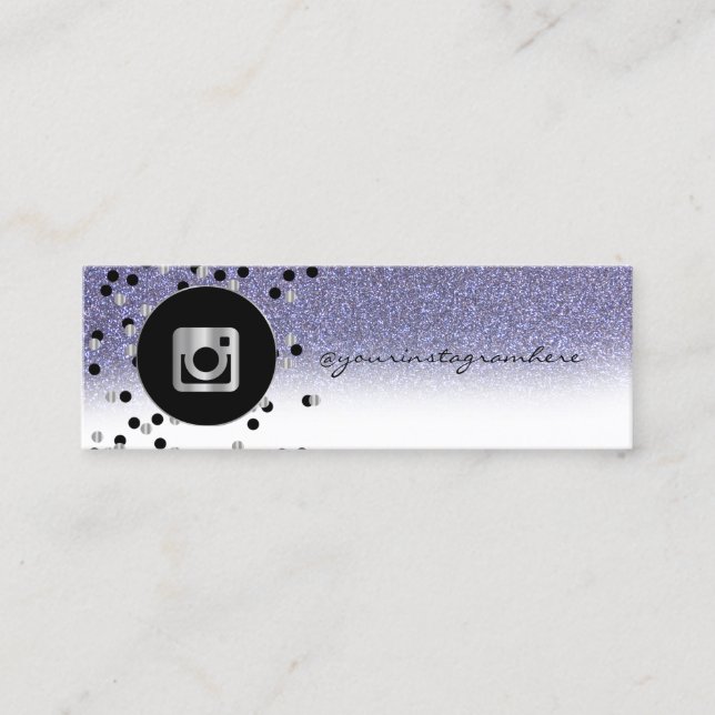 Carte De Visite Mini Moderne, Points, Parties scintillant violette Inst (Devant)