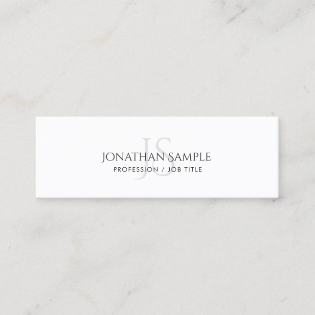 Carte De Visite Mini Moderne simple élégant Monogramme Plain tendance (Devant)