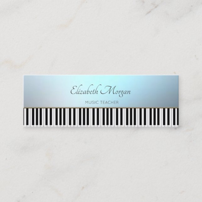 Carte De Visite Mini Moderne, Touches de piano, Enseignant de musique (Devant)