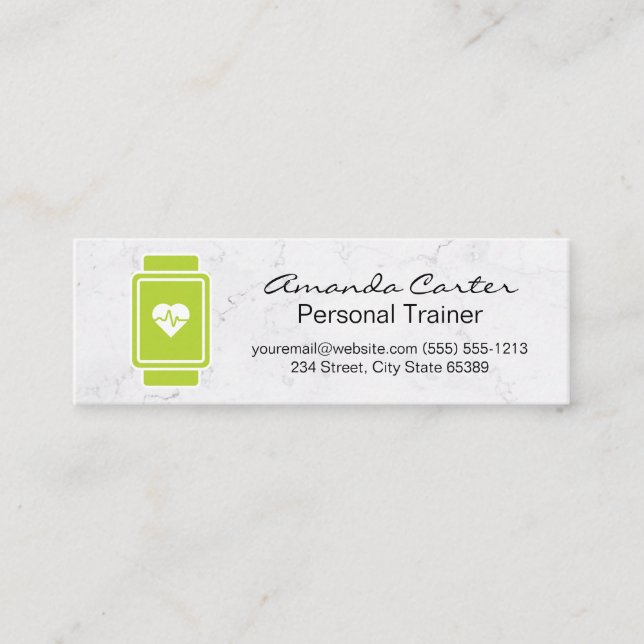 Carte De Visite Mini Moniteur de taux d'écoute Smart Watch | Blanc marb (Devant)