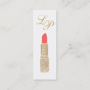 Carte De Visite Mini Monogram Gold Sequin Lipstick Artiste maquillage